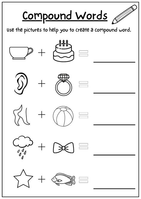 compound words worksheet with pictures to help students learn how to write and draw