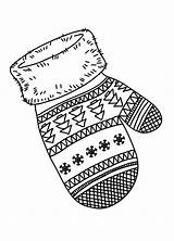 Cute Knitted Clothes Mittens With Pattern Vector Mandala Coloring  sketch template