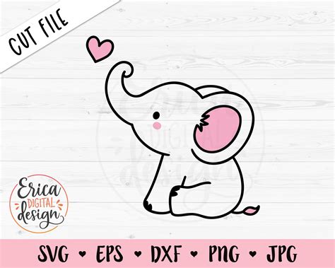 Baby Elephant Outline SVG Cute Sweet Elephant Cut File Baby - Etsy