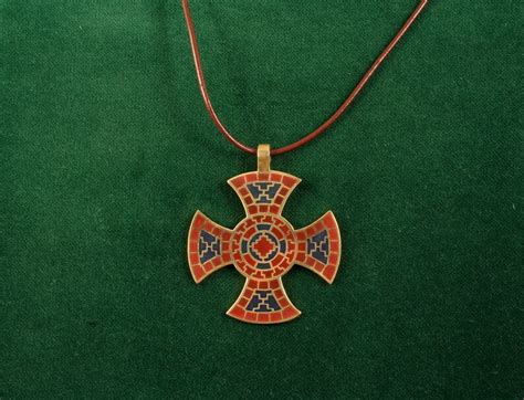 Anglo-saxon cross brass pendant with enamels Ixworth Cross | Etsy