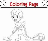 Little boy Using vacuum Cleaner coloring Page 35132894 Vector Art At  sketch template