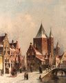 A Snowy Street With A Church In The Background - Pieter Gerard Vertin - WikiGallery.org, the ...