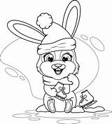Coloring Page Cute winter bunny With Skates 15285606 Vector Art At  sketch template