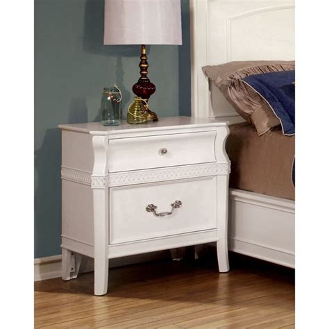 Furniture of America Mald Transitional White Solid Wood Nightstand ...