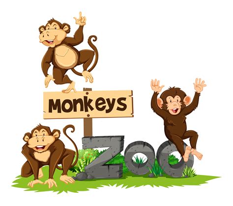 Three monkeys in the zoo 295002 Vector Art at Vecteezy