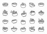Cute Kawaii Bowl Of noodles coloring Page Ramen Vector Image sketch template
