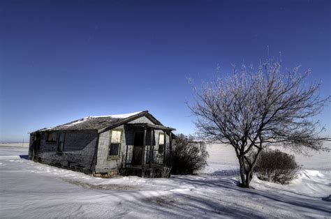 Wallpaper : landscape, old, building, abandoned, sky, snow, winter ...