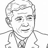 President John F Kennedy Coloring Page Black And White · Creative Fabrica sketch template