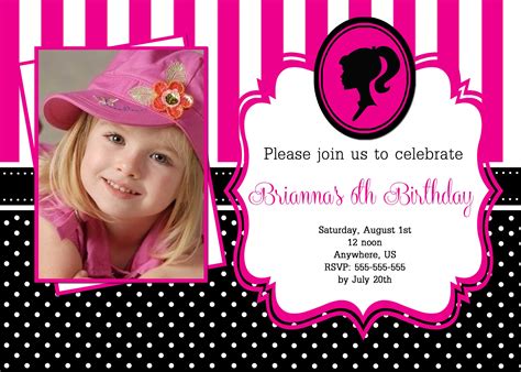 7th Birthday Background Barbie Invitation - grochow