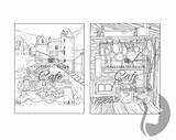 French Countryside Coloring Book  Cafe sketch template