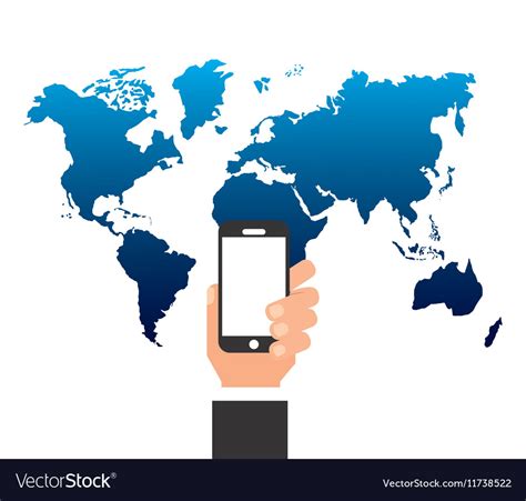 Smartphone and world map Royalty Free Vector Image