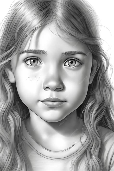 Premium AI Image | Emotive Child's Face Coloring Page Printable Pencil Sketch Draft