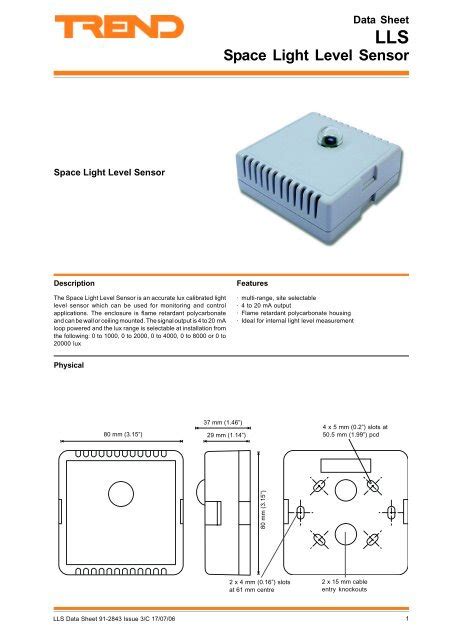 LLS Space Light Level Sensor Data Sheet - Trend