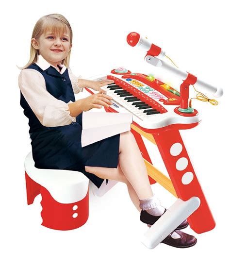 ELECTRONIC CHILDRENS KIDS VOICE CHANGER KEYBOARD PIANO MICROPHONE WITH STOOL TOY | eBay