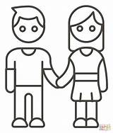 Dibujo de Hombre Y mujer Tomados La Mano Para Colorear  Dibujos sketch template