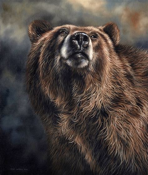 Brown bear oil painting