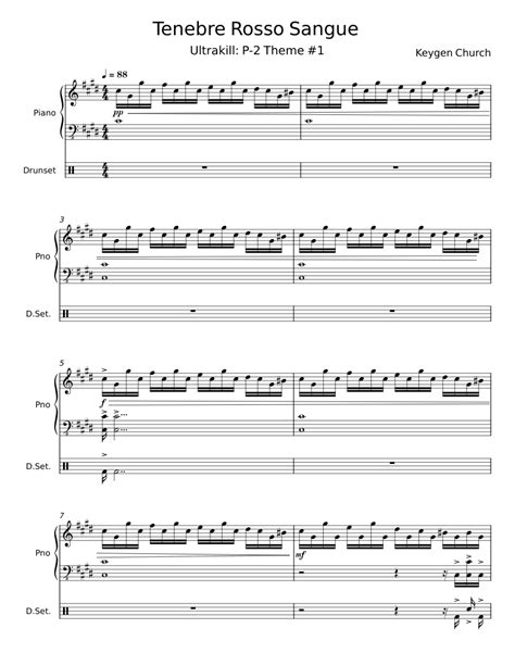 Tenebre Rosso Sangue - Keygen Church Sheet music for Piano, Drum group ...