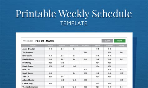 Free Printable Work Schedule Calendar