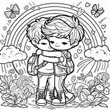 Coloring Book Page Black White Illustration friendship friend Handshake  sketch template