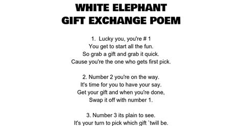 WHITE ELEPHANT Gift Exchange Poem