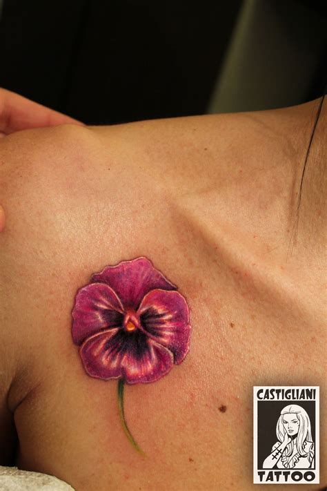 Pansy flower tattoo by Enrico Castigliani | Pansy tattoo, Violet tattoo ...