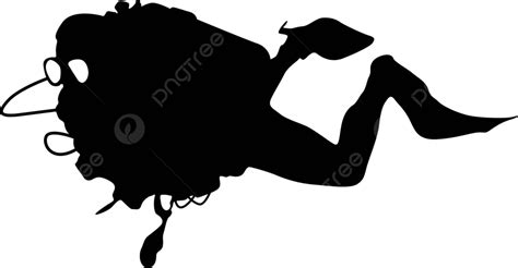 Black Silhouette Scuba Divers Vector Illustration Snorkeling Scuba Diver Illustration Vector ...