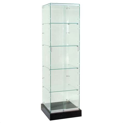 Frameless Glass Square Tower Display Case 20" - The Fixture Zone