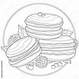 Macaroons With Raspberries Blueberries And Mint Tasty SweetsColoring  sketch template