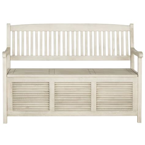 Westmore Distressed White Outdoor Storage Bench - #1T833 | Lamps Plus