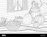 Harvest coloring Graphic Black White Landscape crop Sketch Illustration  sketch template