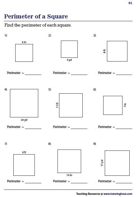 Perimeter of a Square Worksheets | Perimeter worksheets, Worksheets, Area and perimeter