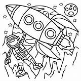 Premium Vector  Astronaut Space Rocket Ship Coloring Page For Kids sketch template