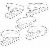 Набор степлера в векторном стиле линейного искусства изолирован на  sketch template