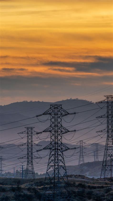 Wallpaper Electric Tower, Sunset, Mountains - iPhone Wallpapers