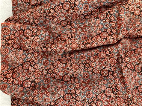 Red Ajrakh Block Print Fabric Ajrakh Fabric 45 in Width | Etsy