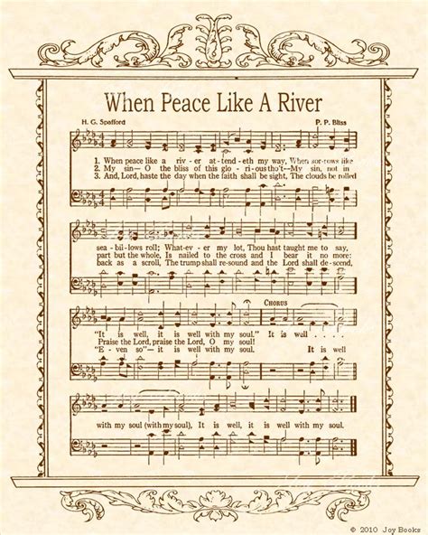 When Peace Like A River - Christian Heritage Hymn, Sheet Music, Vintage Style, Natural Parchment ...