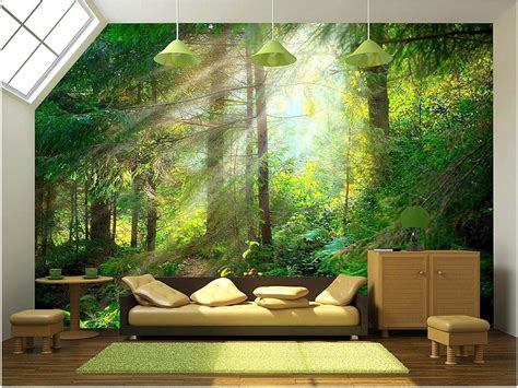 wall26 - Beautiful Forest Wallpaper- Canvas Art Wall Mural Decor - 100"x144" - - Amazon.com