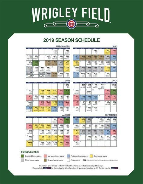 Chicago Cubs Printable Schedule - Customize and Print