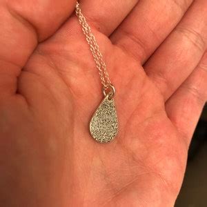 Tiny Teardrop Fingerprint Necklace Dainty Fingerprint | Etsy