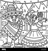 Children Celebrating Cinco De Mayo Coloring Page Stock Vector Image  sketch template