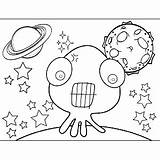 Space Alien Teeth Tentacles Coloring Page sketch template