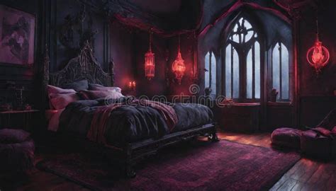 A Gothic-inspired Bedroom with Neon Lights Creating an Eerie and ...