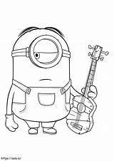 Minion With Guitar coloring Page sketch template