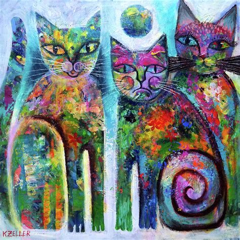 Three Cats Painting by Karin Zeller - Fine Art America