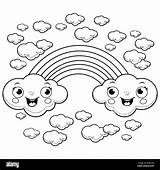 Rainbow Clouds Coloring Page Pages sketch template
