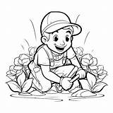Ilustración De Un jardinero Con Flores Libro Para Colorear  Vector Premium sketch template