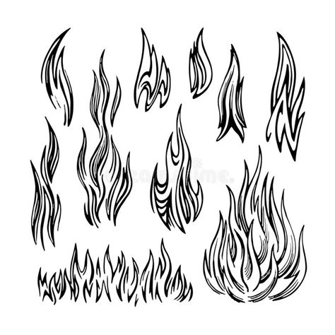 Flame Fire Set sketch stock vector. Illustration of drawing - 112773274 in 2023 | Vector sketch ...