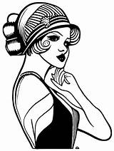 Roaring Twenties Flapper Coloring Page · Creative Fabrica sketch template