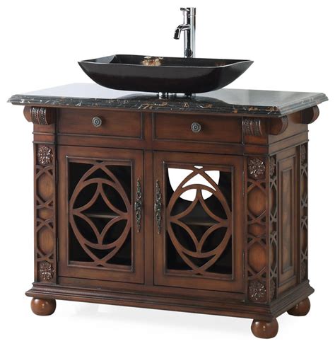 42” Vigo Vessel Sink Cherry Bathroom Vanity - Traditional - Bathroom ...