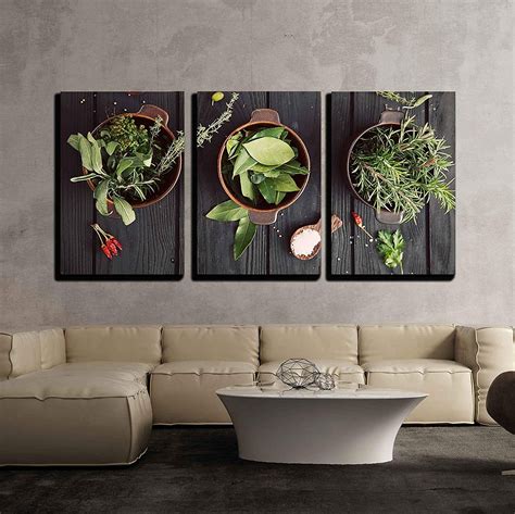 Wall26 3 Piece Canvas Wall Art - Mediterranean Herbs and Ingredients ...
